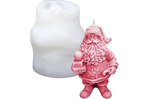 GUKASXI 3D Santa Claus Candle Mould, Silicone Christmas Candle Moulds, Santa Delivering Gift Silicone Mold for Candle Making, DIY Craft Resin Mold for Fondant Cake, Aromatherapy Candle, Chocolate, Soap