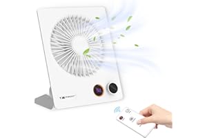 VEMONT Mini Tischventilator, USB Ventilator,5000mAh Akku-Ventilator,180°Kippbarer tragbarer Ventilator mit Fernbedienung, stufenlose Geschwindigkeit, starker Wind, leise hängende Ventilatoren-Schwarz