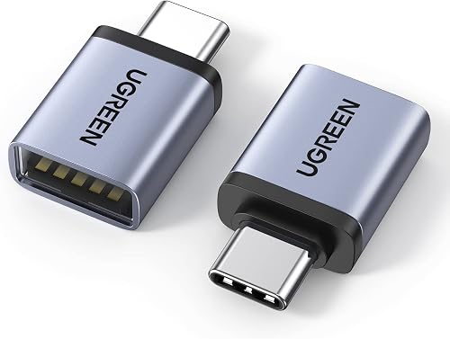 UGREEN USB C to USB 3.2 Adapter 10Gbps OTG Pack of 2 USB C Male to A Female Adapter Compatible with iPhone 17/16 Series MacBook Neo Pro Air iMac Galaxy Tab S9 S24 (Grey)