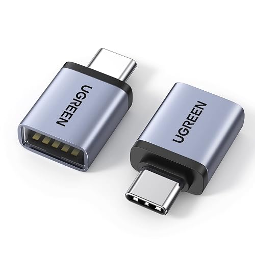 UGREEN USB C to USB 3.2 Adapter 10Gbps OTG Pack of 2 USB C Male to A Female Adapter Compatible with iPhone 17/16 Series MacBook Neo Pro Air iMac Galaxy Tab S9 S24 (Grey)