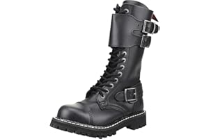 ANGRY ITCH - 14-Loch Front-Plate Stiefel - Leder Schwarz