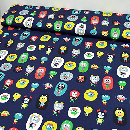 Jersey-Stoff „Moritz – Marsmännchen“ bunt / Kinder-Baumwoll-Jersey / Beste Öko-Tex Qualität / Meterware ab 50cm / FX-3-1 - 2