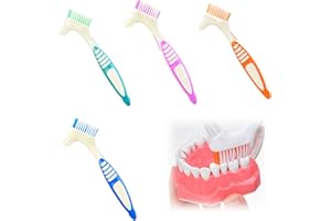 ANNLPOY Set di 4 Spazzolini per Dentiera e Apparecchi Ortodontici, spazzolino per apparecchi ortodontici, Spazzole Multifunzione per la Pulizia delle Protesi, Colori Assortiti