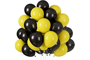 EPOKUS 60 Stück Luftballons Gelb-Schwarz, Helium Luftballons Matt Schwarz, Latex Ballons 12 Zoll Partyballon für Geburtstag, Graduierung, Jahrestag, Abschlussfeier, Babydusche, Biene, Feste, Karneval