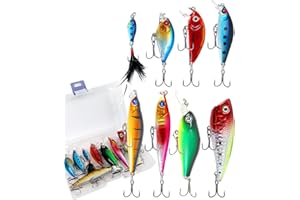 FOLANDO 8PCS Fishing Lures Set, Top Water Lures, Artificial Baits, 8pcs