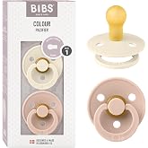 BIBS Colour Emzik, 2'li paket. BPA i&ccedil;ermez, Yuvarlak emzik. Doğal Kau&ccedil;uk, 1 Numara (0-6 Ay), Ivory/Blush