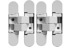 Bricoleva.it Coppia Cerniere a Scomparsa Regolabile per Porte, Portata 40 kg ogni 2 Cerniere - 2 Cerniere per Porte - Ideale per Armadi e Mobili (Bianca)