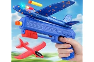 SURPZON Airplanes Launcher Toys for Kids 3-12, 2 Flight Modes Foam Plane Glider Catapult Includes 10 Soft Darts, Flying Plane Glider Toys Outdoor Toy for Boys Girls