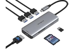 ZMUIPNG USB C Hub HDMI Adapter for MacBook Pro Air, 6 IN 1 USB C Dongle Mac Adapter with 4K HDMI, 3 USB 3.0 Ports, SD/TF for Dell XPS, Surface, HP and More Type C Devices