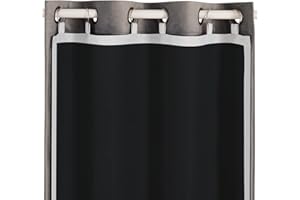 Melodieux Blackout Lining for Eyelet Curtains - 3 Pass Thermal Linings, 2 Pack (Black, 46''W x 54''L), Total Blackout Curtain Lining for Bedroom Living Room, Living Room