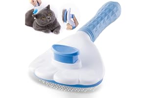 GEMSCHEST Self-Cleaning Slicker Brush for Dogs & Cats: Dog brushes for Grooming for Shedding Tangles Hair Gently Deshedding Cat Brush for Short Haired Cats & Long Haired Cats