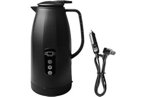 Aicharynic Bollitore elettrico da 12 V/24 V per auto, 1,2 litri, in acciaio inox, riscaldato, bollitore da viaggio, accendisigari con display LCD per auto e camion