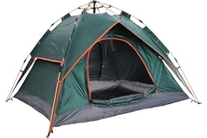 XJYMCOM Ultralight Pop Up Tent with Extended Zippered Porch - Ideal for Outdoor Camping, Beach, Hiking, Hunting, and Fishing - Accommodates 3-4 Persons