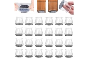 Jinsihou Chair Leg Protectors for Hardwood Floors, 24pcs Durable Silicone Chair Leg Small Covers Caps with Indivisible Felt Pads, Move Furniture Quietly and Protect Your Floors from Scratches