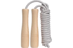 AUMCDIK Springseil Kinder, 270cm Verstellbare Seilspringen Fitness Kinder mit Holzgriff und Baumwollseil Rope Skipping Seil Kids für Jungen und Mädchen