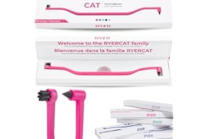 RYERCAT Dual Sided Cat Toothbrush - Kitten Toothbrush with Micro Head to fit into Cat/Kittens Mouth - Cat Dental Care Supplies - Pet Toothbrush for Cats (Flamingo Pink)