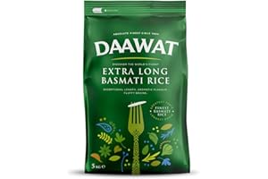 Daawat Extra Long Basmati Rice with Exceptional Length, Aromatic Flavour, Fluffy Grains, Elongates up to 24mm when Cooked, Non-Sticky and Ideal for all types of Dishes - 5Kg