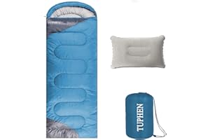 TUPHEN Sleeping Bag - 3-4 Seasons Camping Sleeping Bags for Adults Kids Girls Boys - Compact Sleeping Bag for Hiking, Backpacking, Cold Weather & Warm - Lightweight Waterproof Packable Travel Gear