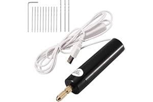 Jiakalamo Mini perceuse électrique à main 0,7 à 1,2 mm avec forets et clé USB portable pour résine, fabrication de bijoux et porte-clés