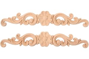 HEALLILY 2 pezzi di legno intarsiato applique mobili intarsio angolo onlay decalcomanie applique cornice fiore decorativo per armadio porta dell'armadio