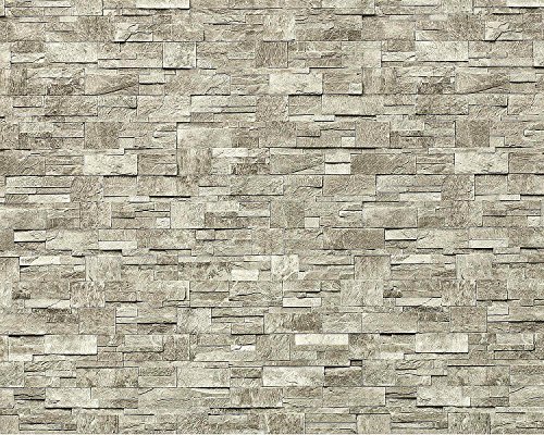 Papel pintado no tejido XXL EDEM 918-34 con relieve aspecto piedra natural piedra de cantera gris claro gris natural 10,65 qm