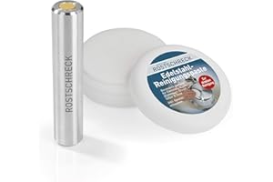 Rokitta's Rostschreck® Rost-Magnet gegen Flugrost im Geschirrspüler - Set mit Edelstahl-Reinigungspaste und Schwamm | Verhindert Rostflecken, sorgt für strahlendes Geschirr, Töpfe und Pfannen
