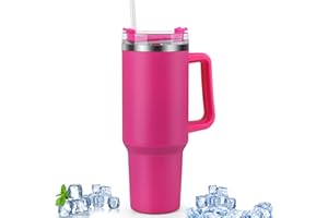Kuhajancood 40oz Tumbler with Handle and Straw, 1200ml Stainless Stee Mug,Travel Coffee Mugs Cups, Insulated Water Bottle Cup Gifts for Women Men Him Her
