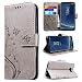 Produktbild SMART LEGEND Samsung Galaxy S8 Hülle Lederhülle Schmetterling Weinstock Premium Schutzhülle Wallet Case Grau Muster Design Etui Brieftasche Ledertasche mit Handschlaufe Neu Zubehör im Bookstyle Cover Schale mit Ständer Standfunktion Etui Karten Slot Kartenfach und Magnetverschluss Flip Case