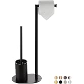 BVL Toilet Paper Holder and Black Toilet Paper Holder with Stainless Steel Brush, Elliptical Design Toilet Paper Holder Stand