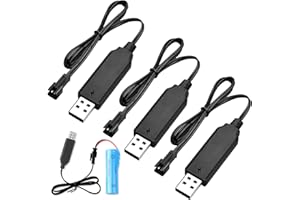SELURK 3 Piezas Cable Cargador USB para Batería de Litio 3,7V con Conector SM-2P, Cargador RC Compatible con Juguetes RC, Coches, Camiones, Drones, Barcos y Aviones de Control Remoto, Indicador LED