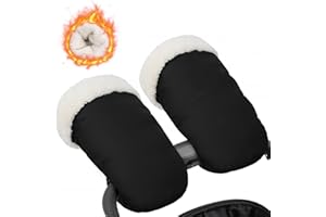 KAKIBLIN Guantes de invierno para cochecito, orejeras de mano para clima frío, manoplas universales ultra afelpadas para cochecito de invierno para padres de bebés, accesorios cálidos impermeables y