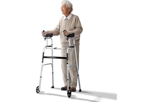 VEVOR Deambulatore Pieghevole 2 in 1 Ausilio per Mobilità con Ruote Anteriori, Braccioli Rimovibili, Altezza Regolabile con Ruote Solide da 127 mm Alluminio Leggero, per Anziani Disabili, 204,11 kg
