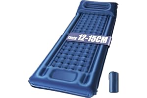 wulwun Matelas de Camping Auto-Gonflant, Matelas de Couchage Gonflable 12CM Épaisseur, Matelas de Camping Étanche Connectable Individuel avec Pompe Intégrée, Lit d'air Ultraléger pour Tente Voyage