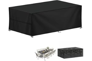 LAMUNI Housse Salon de Jardin 260x100x80cm Housse de Protection pour Meubles de Jardin, 420D Oxford Tissu Housse Table de Jardin Imperméable Bache Salon de Jardin Exterieur, Anti-UV, Rectangulaire