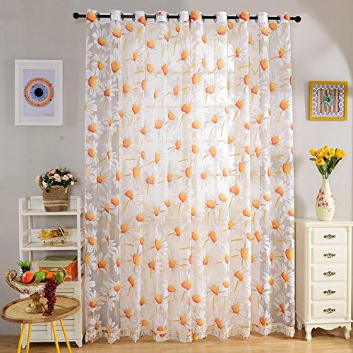 270cm x 100cm Floral Rustic Tull Voile Door Window Balcony Curtains Panels Drapes
