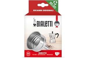 Bialetti Ricambi, Include 1 Filtro a Imbuto, Compatibile con Moka Express, Fiammetta, Break, Happy, Dama, Mini Express e Rainbow (1 Tazza)