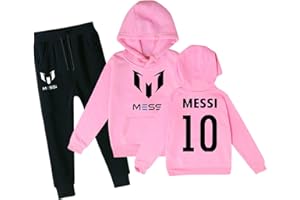 GENERISCH Fußballtrikots Kinder IN-TER MIA-MI #10 ME-SSI Trikots für Jungen Kapuzenpullover & Jogginghosen Set Jungen Fußball Geschenk