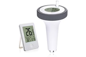 Chatthen Wireless Pool Thermometer, Floating Easy to Read with Indoor Temperature Monitor, IP67 Waterproof Digital Pool Thermometer for 60 m Range for Swimming Pools, Aquariums, Bathtubs