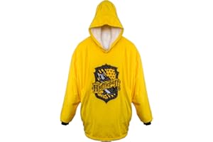 AAA MERCHANDISE Harry Potter: Hufflepuff Oversized Blanket Hoodie – Comfortable, Soft, Warm, Plush Hooded Wearable Blanket - For Men, Women, and Teens, With Sherpa fleece Lining and Pockets. One Size, Yellow