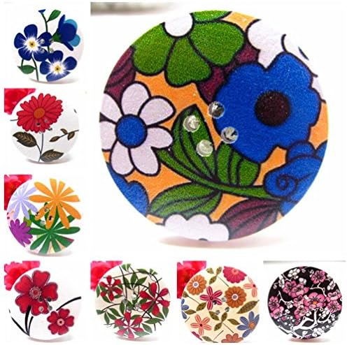 TimeSong Large Beautiful Flowers Wooden Buttons Mixed Pattern DIY 2 Hole Buttons for Sewing and Crafting 40mm (100pcs)