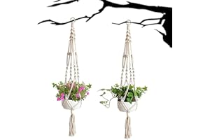 YSISTER 2 piezas Colgador para Plantas, macramé cesta de flores cuerda de algodón colgando para macetas de interior y exterior, decoración del hogar, Tejidas a Mano, 4 Piernas