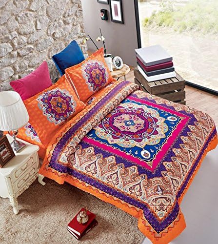Imperial Rooms Complete Stylish Bohemian Decor Duvet Covers Boho Bedding Quilt Cover Bed Cover Mandala bed sheets Duvet sets (Double/Autumn) Include 1 duvet set 1 fitted sheet and 2 pillow cases
