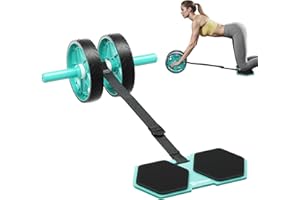 CHNAPIN 2025 New Double-Wheel Ab Roller for Core Training – Rebound Design with Adjustable Elastic Band, Silent Non-Slip Wheels, Detachable Build, Knee Pad & Bands – Home Gym Gear for Men/Women (Green)
