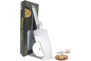 WUBAYI Roulette à pizza professionnelle en acier inoxydable, multifonction, avec pelle à pizza, anneau de suspension pour le lavage au lave-vaisselle