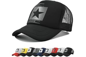 Gorras de Hombre Beisbol Pentagrama de Malla Respirable Gorra el Sol Moda Bordado Gorra Running Cierre de Hebilla Malla Ajustable Sombrero Verano Gorra Beisbol