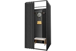 CLXRZM Camerino Negozio di Abbigliamento, Mobile Quadrato Spogliatoio Portatile, Pavimento Tenda Scorrevole per La Privacy Ufficio, Negozio E Centro Commerciale, Nero