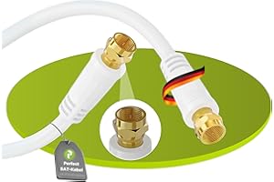 ‎PERFECTHD Perfect SAT Cable, Aerial Cable, Coaxial Cable, F Male to F Male, 1.00 m, White