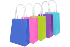 AN HUI MING 60 pièces Sac Cadeau Mini,Pochettes Cadeau,Sac Kraft Poignée,Sac Kraft,Sac Papier,5 couleurs(11.5 * 6 * 15cm)