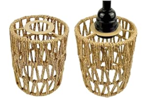 TEDIOUS Rattan Lampenschirm Hängelampe | 11.5 x 15 cm Kleine Lampenschirme für Pendelleuchte | Boho Lampenschirm aus Weidengeflecht, Ersatz | Home Deko Gewebte Lampenschirme für Deckenleuchten (1/2/4 Stück)
