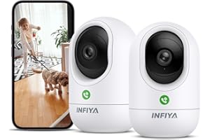 INFIYA 2K Indoor Pet Camera, Dog Camera with APP, House Home Security, Baby Monitor, One-Touch Call, Person Detection, Smart Tracking, Night Vision, 2-Way Talk, TF&Cloud Storage, 2.4GHz WiFi, K7 2P